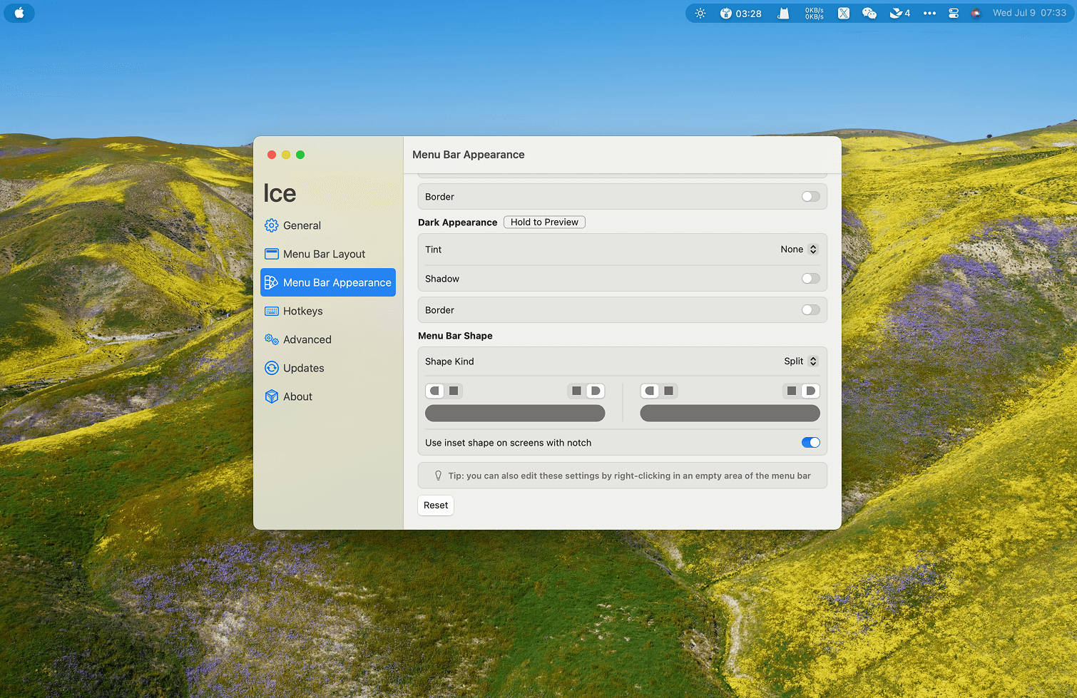 Ice Menu Bar manager