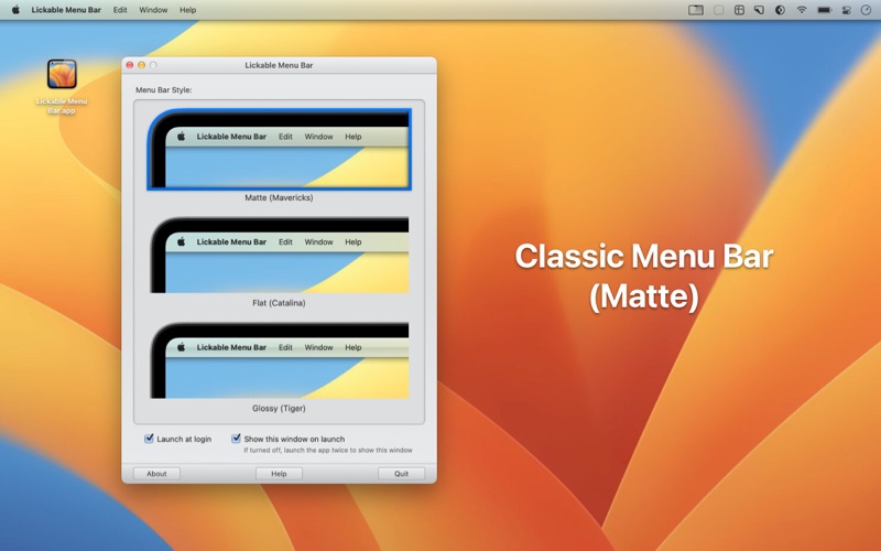Lickable Menu Bar