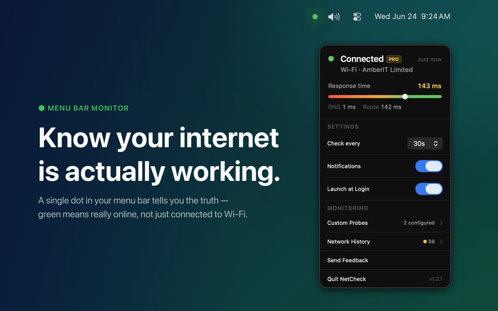 NetCheck - Menu Bar Monitor