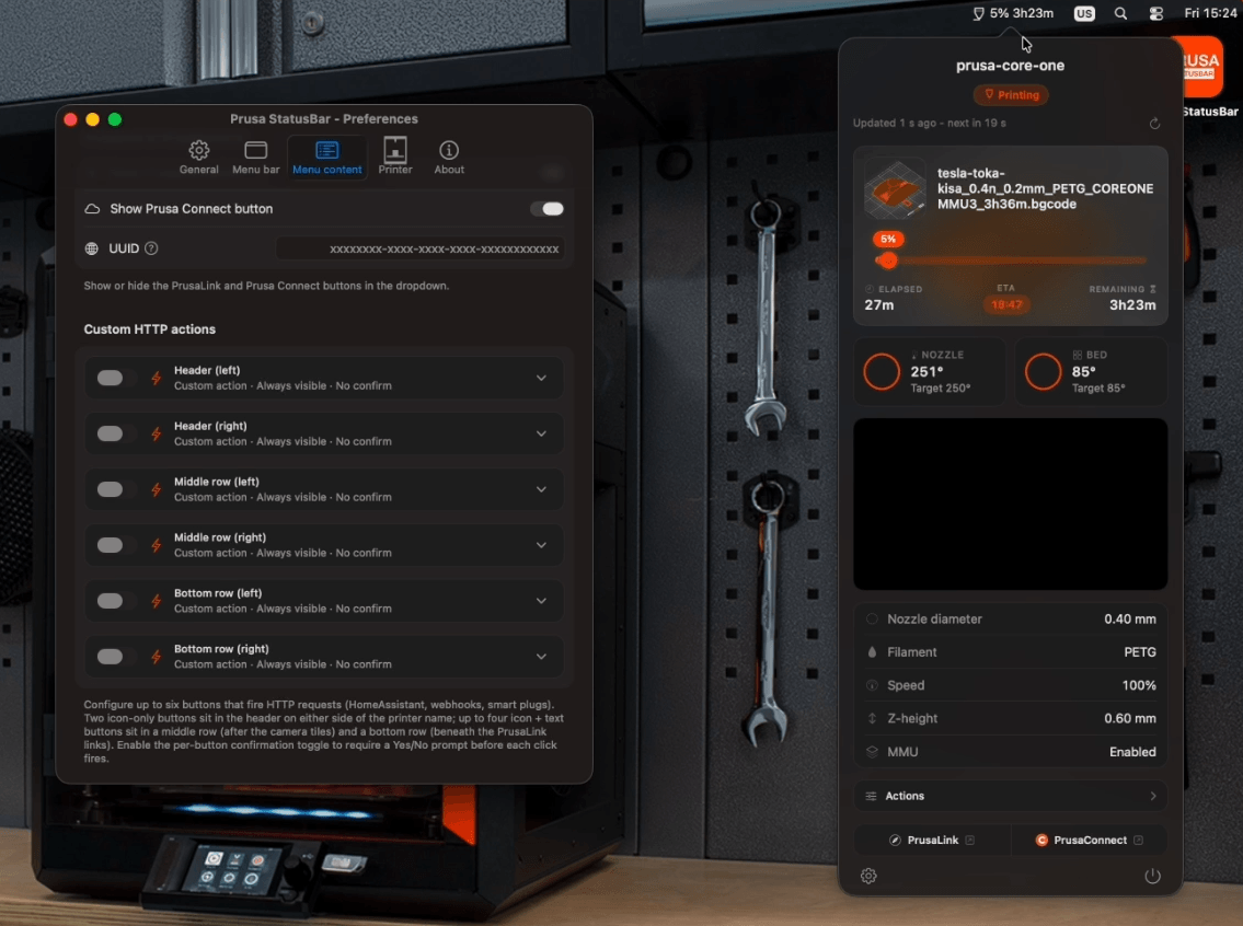 Prusa StatusBar